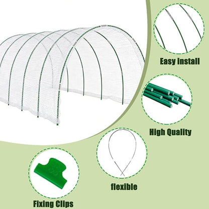 Greenhouse Hoops Grow Tunnel, 10 Set 8FT Long Fiberglass Support Garden Hoops Kit for Raised Beds, Rustproof, Flexible Garden Hoops for DIY Grow Tunnels, DIY Plant Support Garden Stakes for Row Cover