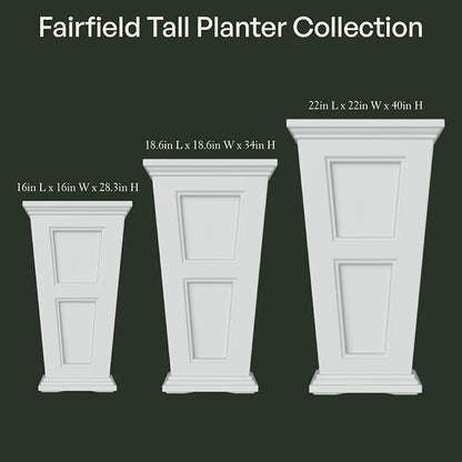 Mayne Fairfield 28-Inch Tall Planter, 2-Pack – Self-Watering, Weather-Resistant Planter for Flowers – Durable Outdoor Design for Patio, Porch, or Entryway