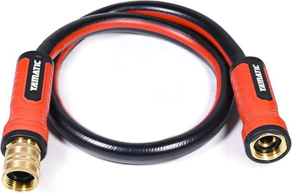 YAMATIC 3FT Flexible Garden Hose Female to Female 5/8in, Burst 300 PSI | 3 ft Short Leader Hose, 2-in-1 Dual Use with 3/4" Solid Brass Swivel Fittings, Small Water Hose Extension for Reel Lawn Yard