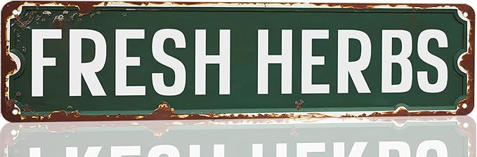 Fresh Herbs Sign Herb Garden Signs Vintage Tin Metal Signs For Home Kitchen Garden Farmhouse Wall Decor 16x4 Inches