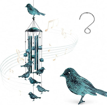 LESES Wind Chimes for Outside, Bird Outdoors Wind Chimes with 4 Aluminum Tubes, 35" Sympathy Windchimes Outdoors Clearance Home Garden Patio Decor, Unique Memorial Gifts for Mom