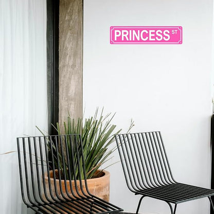 Pink Room Decor Princess Street Sign Y2k Princess Room Decor Pink Princess St Metal Tin Sign Bedroom Decorations 16x4 Inches