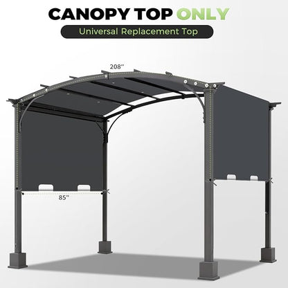 85'' x 208'' Universal Pergola Replacement Cover for Doubleton Steel Pergola L-PG080PST, Waterproof Sunshade Canopy Top for Patio Gazebo, Deck, Porch, Yard, Outdoor Cover Only (Grey)