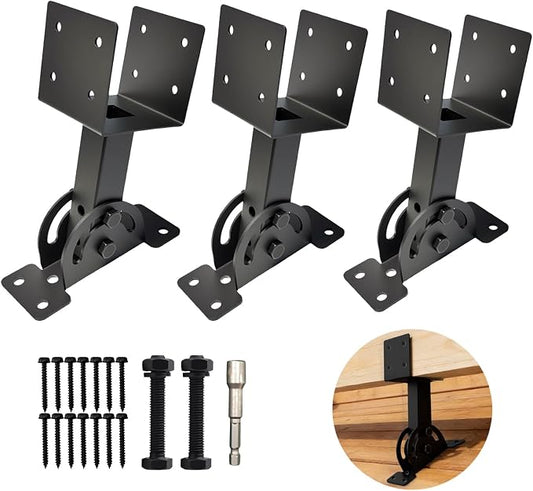 3 Pcs 4“x 4”Heavy Duty Roof Riser Brackets Kit | Adjustable Height Angle Pergola Brackets|Roof Riser Beam Bracket for Gazebos|Carports|and Patios