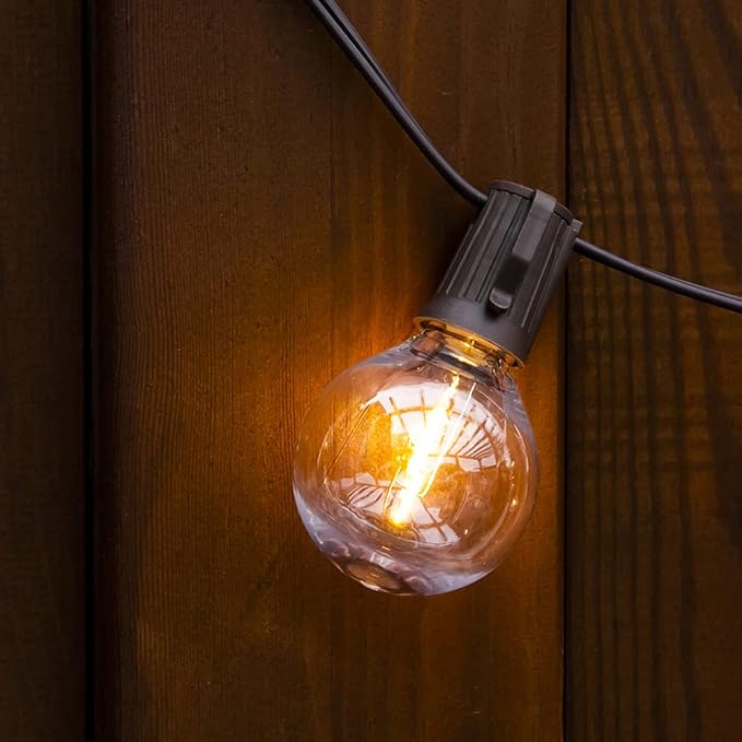 Solar Outdoor String Lights, 15FT G50 Patio Lights String Waterproof with 10 Warm White LED Shatterproof Bulbs, Perfect for Garden, Backyard, Pergola, Party, Cafe, Camping Decoration (15FT)