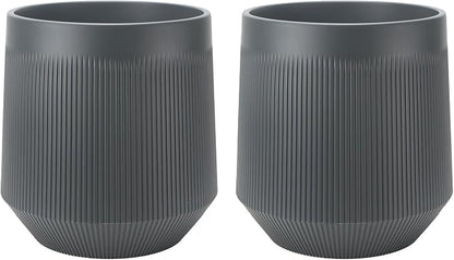 Plant Pots，Set of 2 Plastic Large Pots for Indoor Plants,Flower Pots Outdoor Planters with Drainage Hole and Seamless Saucer,(Gray 12Inches)