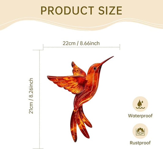 4 Pack Metal Hummingbird Wall Art Decor - 3D Colorful Birds Outdoor Wall Art,Hanging Decoration for Patio, Garden, Balcony and Fence (G)