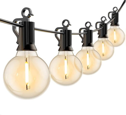 Brightown Outdoor String Lights Hanging Globe Patio Lights with 50 G40 Shatterproof Bulbs(2 Spare), IP44 Waterproof Connectable Commercial 50 Hanging Light for Indoor Outdoor Decor