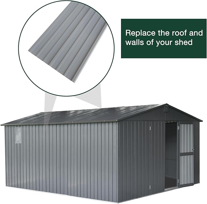 NeatiEase 20 Pcs Metal Roofing Panels, 5.1 Feet Corrugated Galvanized Roofing Panels Metal Siding Panels with Steel Screws for Pergola, Gazebo, Shed, Outdoor Storage, Chicken Coop, Patio,Garages