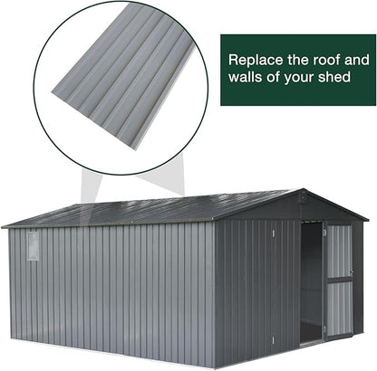NeatiEase 20 Pcs Metal Roofing Panels, 5.1 Feet Corrugated Galvanized Roofing Panels Metal Siding Panels with Steel Screws for Pergola, Gazebo, Shed, Outdoor Storage, Chicken Coop, Patio,Garages