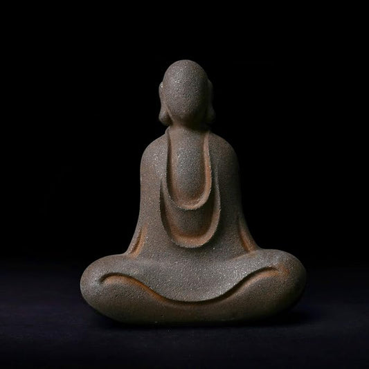 Faceless Buddha Statue - Solid Cast Iron Buddha Figurine, Indoor Outdoor Zen Decor for Spiritual Room Meditation