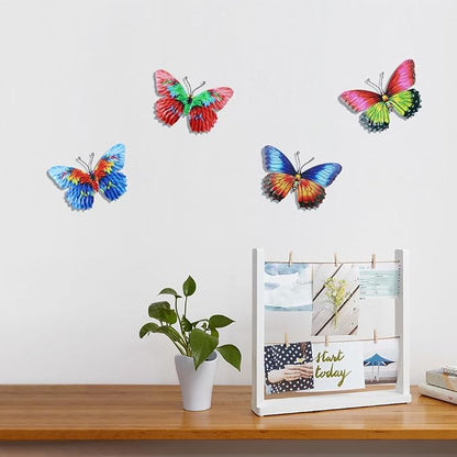 dreamskip 4 Pack Metal Butterfly Wall Decor Art, Colorful Butterflies Outdoor Wall Art, Hand Craft for Garden, Fence, Patio, Yard, Living Room, Bedroom