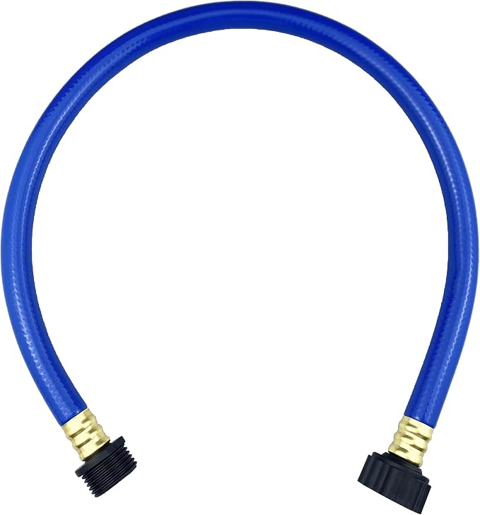 Darnassus PVC Garden Hose 1/2 Inch, 2 FT Flexible Water Hose Blue with Male and Female Plastic Fittings - No Leaking and Lightweight for Household Outdoors Lawns Patio