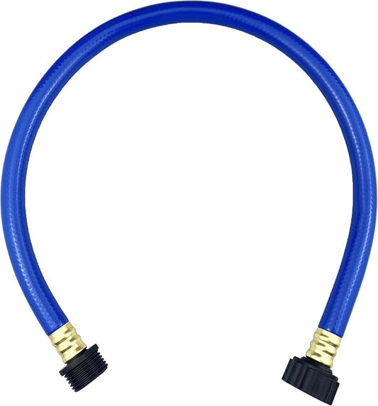 Darnassus PVC Garden Hose 1/2 Inch, 2 FT Flexible Water Hose Blue with Male and Female Plastic Fittings - No Leaking and Lightweight for Household Outdoors Lawns Patio