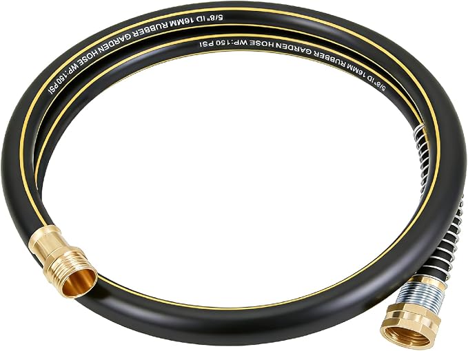 Lightweight Short Garden Hose Leader 5ft, 5/8" Hybrid Rubber Short Hose with Solid Brass Fitting, Male to Female Connectors