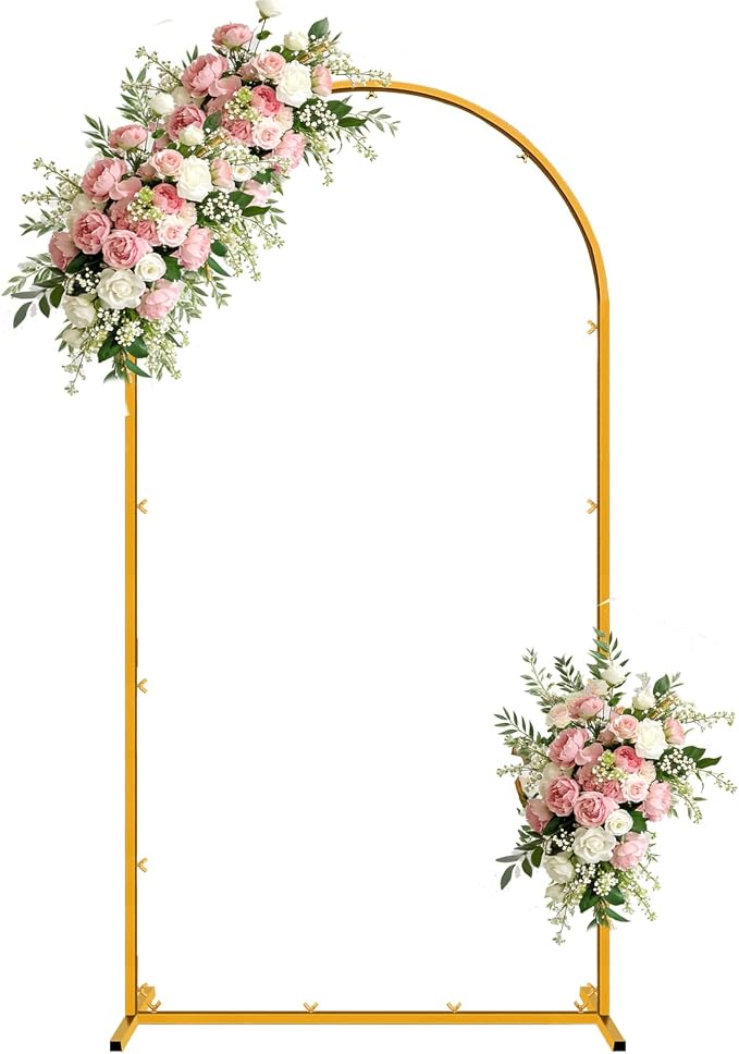 Gold Metal Arch Backdrop Stand, 6.6FT Wedding Arch Stand for Birthday Party Bridal Baby Shower Graduation Ceremony Photo Booth Garden Floral Balloon Arches Decoration