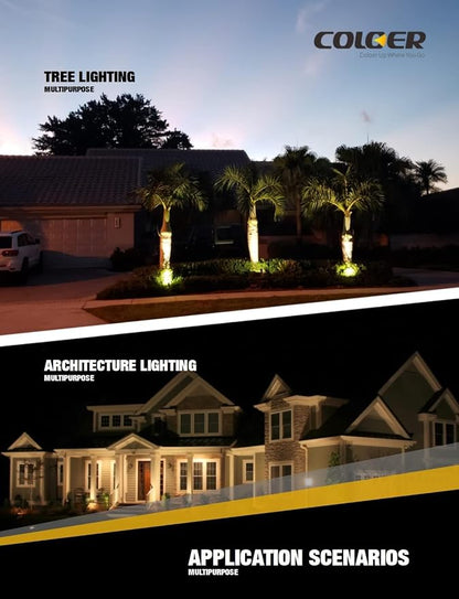 COLOER Brass Low Voltage Landscape Spotlight Fixture(Black) 4-Pack with Bulb,12V AC/DC Outdoor Spot Lights for Yard, Directional Garden Patio Spot Up Light(101B-Black)