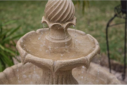 Kenroy Home Frost Outdoor Solar Floor Fountain with Tan Finish, Traditional Style, 44" Height, 22" Width, 22" Depth
