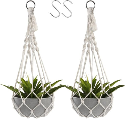Artilady Plant Hanger Macrame, Hanging Planter for Indoor Plants Holder | Large Hanging Baskets for Plants Outdoor, No Tassels, Farmhouse Rustic Bedroom Window Patio Balcony Window Wall Decor, 2 Pack
