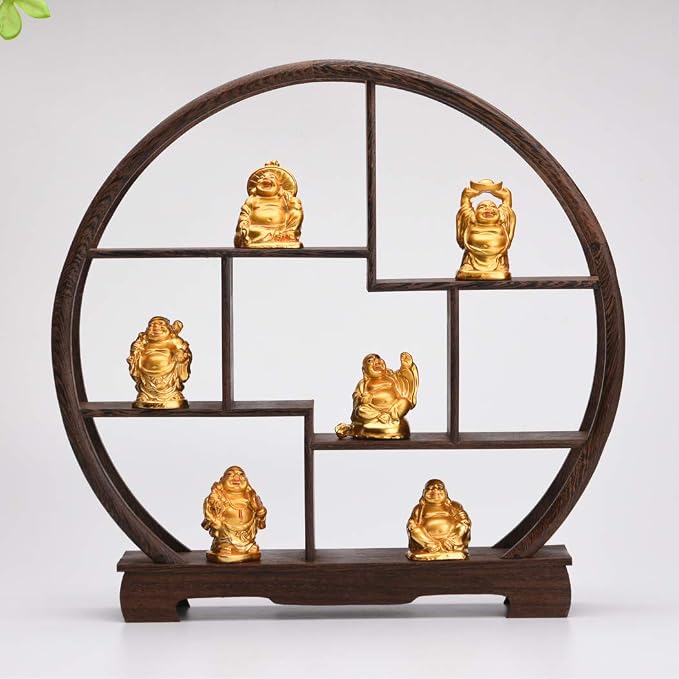 BRABUD 2'' Golden Laughing Buddha Figurines with Red Lips Good Gift and Collection Set of 6 (2'' Gilt)