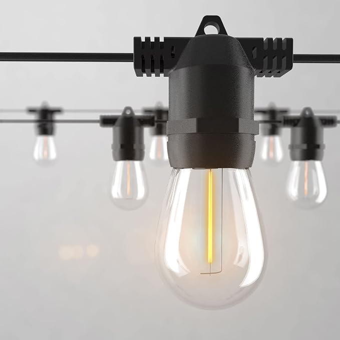 2 Pack x 27Ft Outdoor String Lights, S14 LED, IP65 Waterproof, Connectable, Warm White, for Patio, Edison Vintage, 918Ft Maximum, Shatterproof