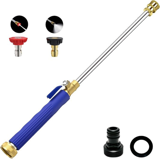 Jet Nozzle Power Washer for Garden Hose with 2 Different Nozzles and Quick Connectors, 2026 Upgrade 17 inch 2-In-1 High Pressure Wand for Patio Car Pet Garden Outdoor Cleaning (Blue)