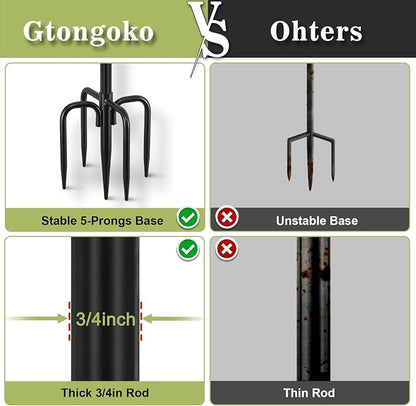 Gtongoko 3.2 Inch Deep Metal Bird Bath for Outside Heavy Duty, 35 Inch Height Bird Feeder Birdbaths for Outdoors, Garden Bird Bath Bowl with 5-prongs Base