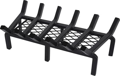 20 Inch Fireplace Grate with Ember Retainer,Cast Iron Fireplace Log Grate,Fireplace Log Holder,Heavy Duty Solid Steel Fireplace Wood Holder,Wood Stove Wrought Rack for Indoor Hearth Outdoor Fireplace
