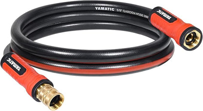 YAMATIC 5FT Flexible Garden Hose Female to Female 5/8in, Burst 300 PSI | 5 ft Short Leader Hose, 2-in-1 Dual Use with 3/4" Solid Brass Swivel Fittings, Small Water Hose Extension for Reel Lawn Yard
