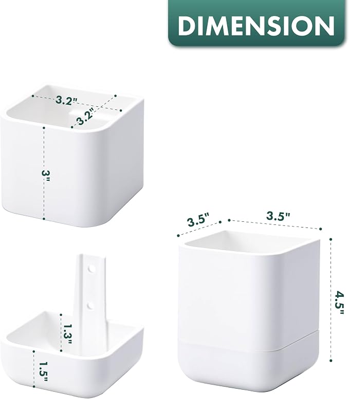 Phoenix Vine 3.5 Inch Wall Mounted Self-Watering Planter Pot for Indoor Houseplants and Herbs | Hanging Planter for Window Sills, Bathroom Walls, Home & Office Décor, White, Set of 1, 01-A-D-1