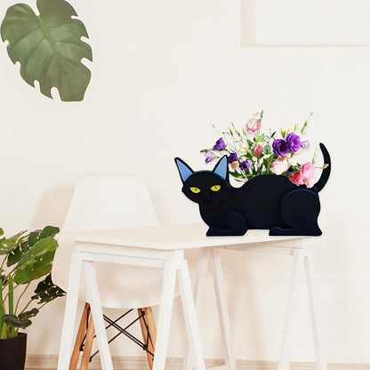 Black Cat Planter Plant Pots,Cute Cat Flower Planter,Gifts for Pet Lovers,Unique Animal Plant Pots,Office,Indoor Outdoor Garden Decor(12.5 * 5.6 * 7.8in)