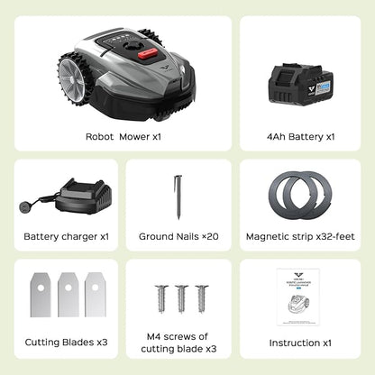 V3 Robot Lawn Mower with Visual Navigation, Smart APP Control, Quiet Operation, Adjustable Mowing Height, Boundary Strip No-Go Zones, Reliable Robotic Lawn Mower for 1600 Sq.Ft Yards