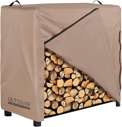 ULTCOVER Waterproof Firewood Racks Cover 4 Feet Heavy Duty Outdoor Logs Holder Stand Cover