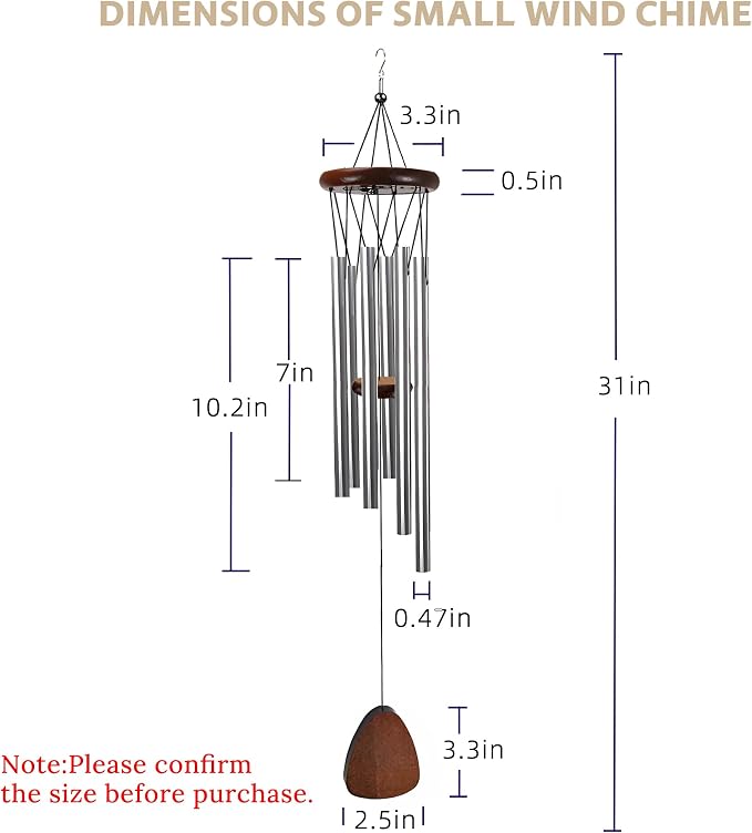 Wind Chimes for Outside Clearance,Aluminum Memorial Windchime Outdoor Suitable for Loss of Loved One Patio Decor Indoor Porch Balcony Garden Decor(Silver)