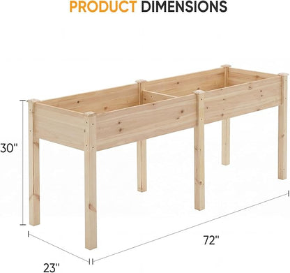 NEWBULIG Raised Garden Bed Wood 72x23x30in, Elevated Wooden Planter Box Stand with Legs for Outdoors Balcony Backyard, Raised Garden Bed for Planting Herbs Flowers Vegetables, Natural Wood