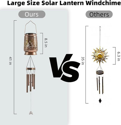 41” Cardinal Solar Wind Chimes for Outside, Memorial Wind Chimes with Metal Solar Lantern, Sympathy Gifts for Women Mom, Outdoor Garden Decor for Patio Yard Porch