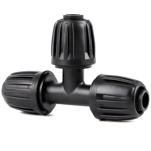 10 Pieces 1/2 Inch Drip Irrigation Tee Fittings, 1/2'' Drip Line Barbed Locked Tee Connectors for 1/2 Inch Irrigation Tubing (1/2" ID x 0.670" OD) Anti-leak 3-Way Irrigation System Parts