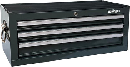 Workington Industrial 3 Drawers Portable Metal Intermediate Box, 26" Middle Tool Chest Cabinet with Ball Bearing Drawer Slides, Steel Tool Storage Box Organizer 4009 Gray