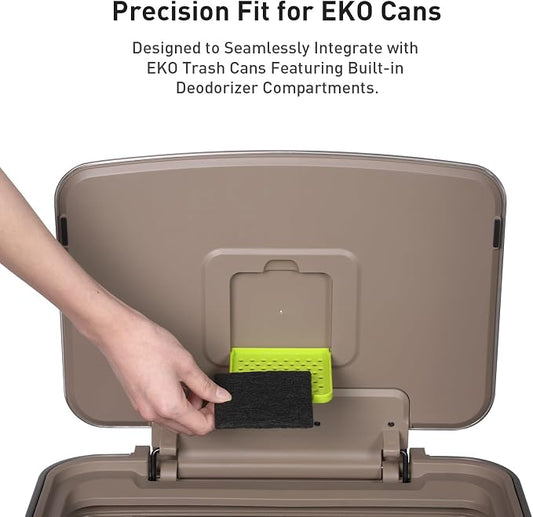 EKO Trash Can Odor Filter Refills for Trash Can and Compost Bin, Activated Charcoal Deodorizer, Strong Charcoal Odor Absorber, Pack of 4 Replacements