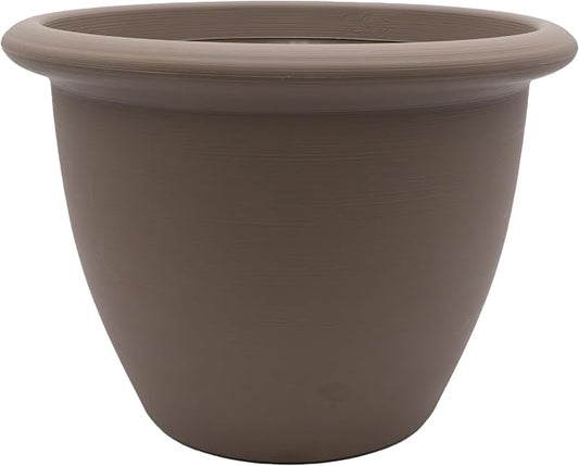 The HC Companies Sevilla Flower Planters - Durable Outdoor & Indoor Planter - Round Lightweight Self Watering Plant Pots for Herbs & More (12" Cappuccino, Pack of 1)
