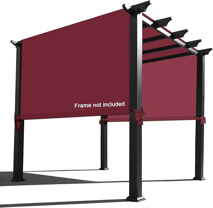 Alion Home Waterproof Pergola Cover - Universal Replacement Canopy (12' L x 8' W, Burgundy Red)