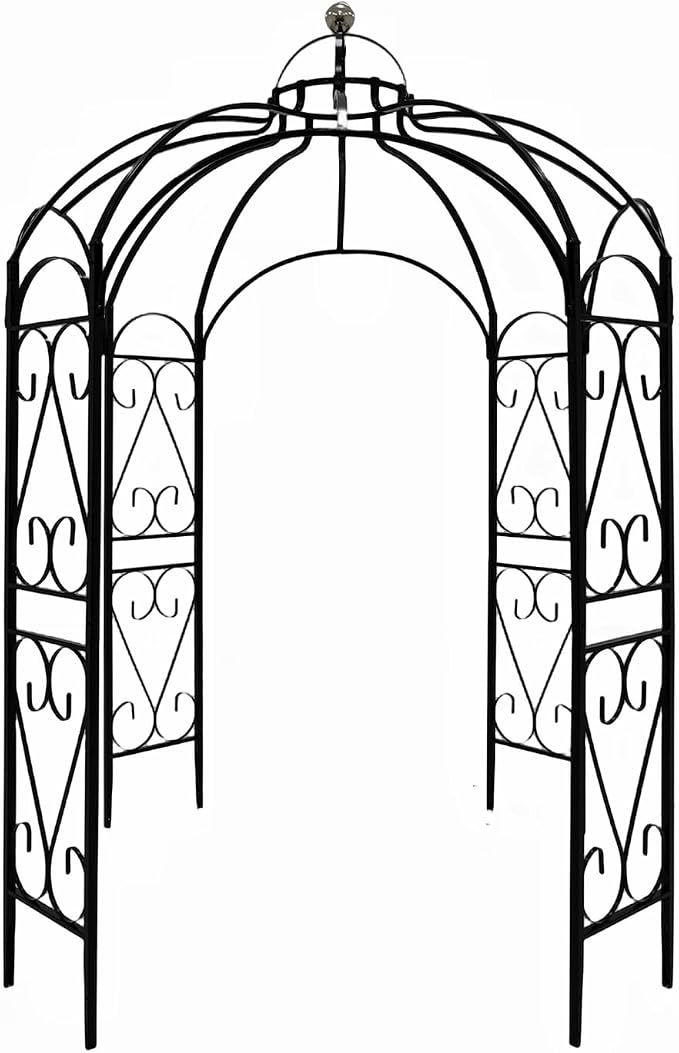 OUTOUR Versatile Oversized 9FT Iron Garden Gazebo Arbour Arbor Heavy Duty Metal ArchTrellis Support for Plants Climbing Garden Outdoor Yard Patio Wedding Party Ceremony Decor Arch