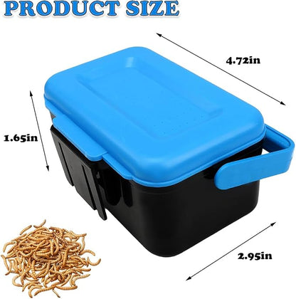 Small Size Mealworms Breeding Box Mealworms Feeding Kit to Breed Live Worms for Small Reptile Spider Manti Insects (Blue)