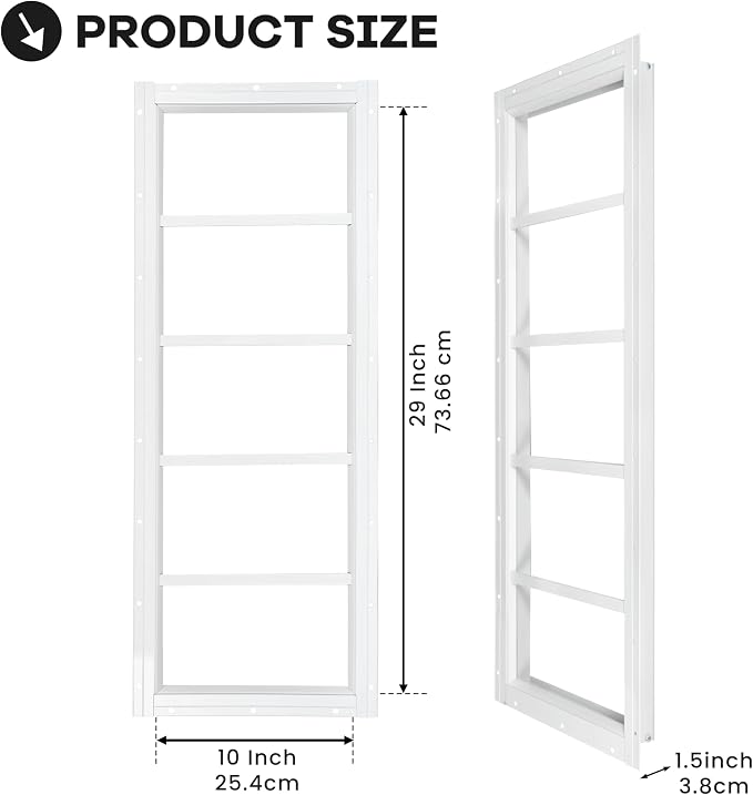 Shed Windows 2 Pack, Fixed Transom Windows 10" x 35" White | Small Chicken Coop Windows with Tempered Glass for Shed, Barns, Playhouse, Household, Garage