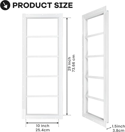 Shed Windows 2 Pack, Fixed Transom Windows 10" x 35" White | Small Chicken Coop Windows with Tempered Glass for Shed, Barns, Playhouse, Household, Garage