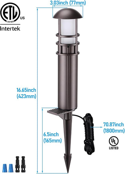 LEONLITE 6-Pack 5CCT Low Voltage Landscape Pathway Lights, 3W, CRI90 | 12-24V AC/DC, Aluminum, ETL, 1800K/2700K/3000K/4000K/5000K, Low Voltage LED Bollard Path Lights, for Walkway Yard Garden