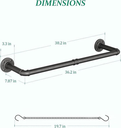 SOFITORG 38.2" Metal Plant Hanging Rod, 6 Chains, 2 Pack, Pots Not Included | Wall Plant Hanging Bar, Durable Hanging planter holder for Window Ceiling, Easy Assembly, All Hardware Included, Black