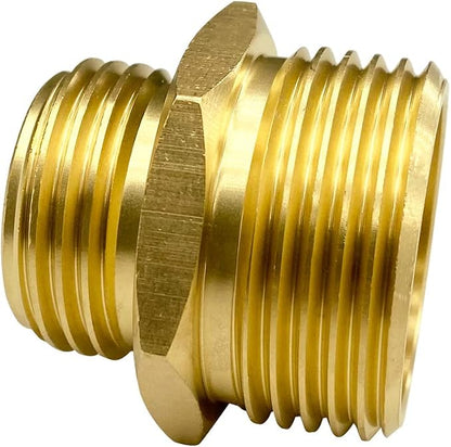 3/4” GHT Male x 1” NPT Male Connector, Brass Garden Hose Fitting, Adapter, Industrial Metal Brass Garden Hose to Pipe Fittings Connect (2 Pack)