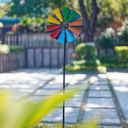 Stargarden Wind Spinners Outdoor, Colorful Kinetic Pinwheels | 13.4 "Metal Garden Spinners Double Windmill for Yard, Lawn, Patio