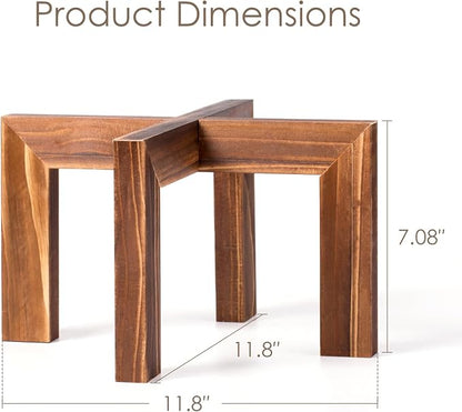 Leaf&lull Wood Plant Stand Indoor Boho Rustic Short Plant Stool Small Planter Holder Base for Multiple Plants Heavy Duty Wooden Floor Pot Riser Walnut 2 Pack